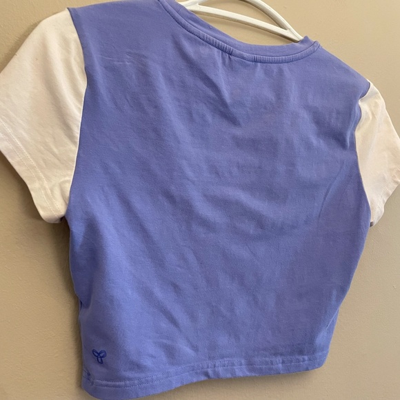 TNA Blue & White Cropped Baby Tee with Varsity Numbers - Picture 6 of 9